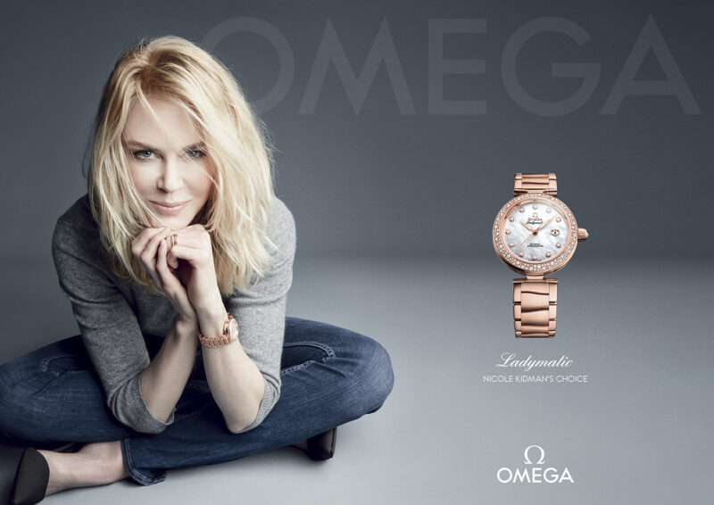 Omega, Ladymatic, Nicole Kidman, Patrick Demarchelier, advertising. Art direction, creative direction and graphic design by Anders Peter Mejer Design