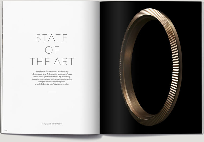 Omega Lifetime, the Pioneer edition, magazine, State of the art, cutting-edge watchmaking, editorial. Art direction, creative direction and graphic design by Anders Peter Mejer Design