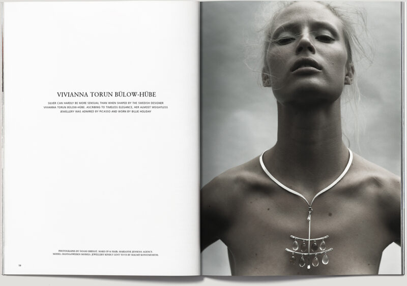 Scandinavian Living, issue two, Vivianna Torun Bülow-Hübe, silver, jewelry, editorial. Creative direction, art direction and graphic design by Anders Peter Mejer